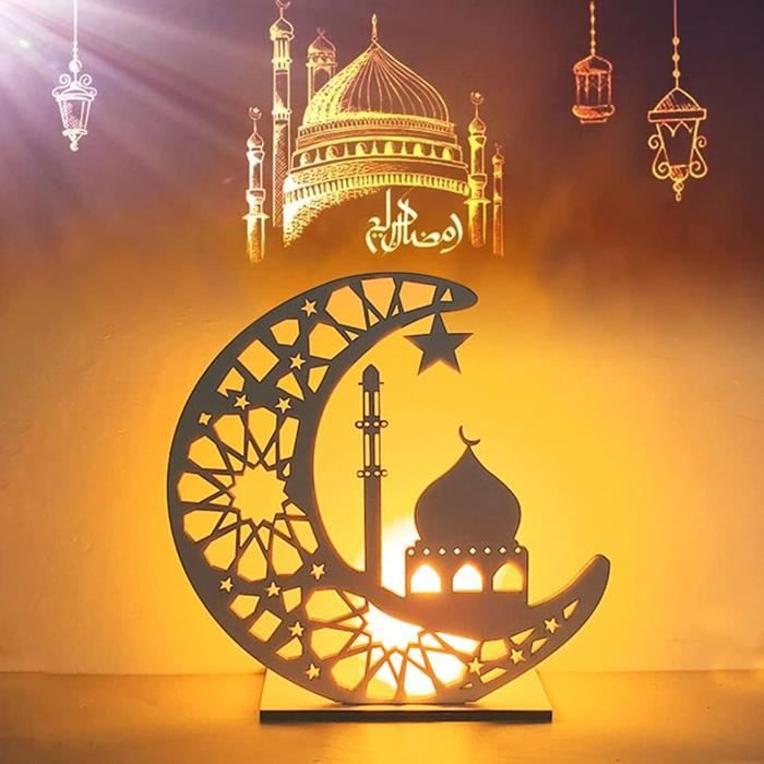 Lampe décorative en bois Ramadan - Cadeaux islamiques - Ramadan Mubarak -  Décoration musulmane - Accessoire de prière Ramadan - Cdiscount Maison