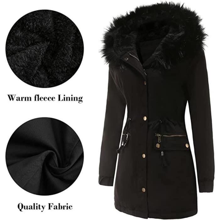 Manteau D'hiver Long Femme - Imperméable, Doublure Polaire, Capuche - Grandes Tailles - Chaud Et épais