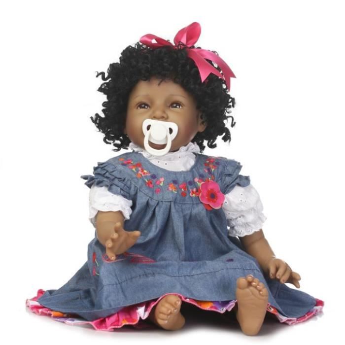 OFELI 55cm Belle Fille Poup e Silicone Noir peau Poup es Pour
