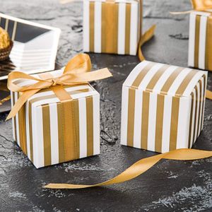 Lot De 50 Boîtes à Dragées TsunNee - Forme Oreiller, Papier Qualité - Ruban Doré Inclus - Pour Mariage, Fêtes