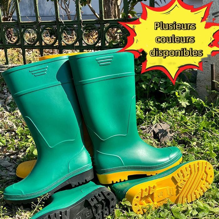 Bottes De Pluie Unisexe Courtes - Tige Large - Semelle Antidérapante - Imperméables - Pour Jardin, Pêche, Camping