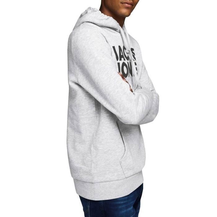 Sweat à Capuche Jack & Jones Homme Gris Logo - Taille XL - Occasion Très Bon état - Cordon Manquant