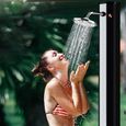 Aufun Douche de Jardin Douche Solaire Extérieure 35 Litres Eau Chaude Max. 60°C, douche de piscine avec pomme de douche,Argent-3