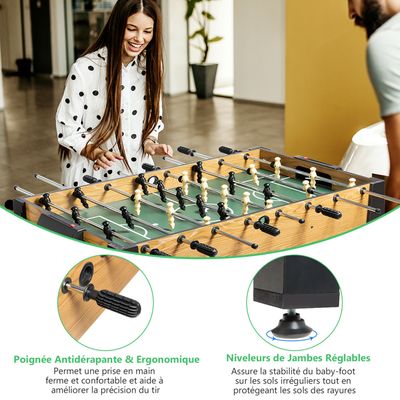 DREAMADE Table de Baby Foot en Bois Portable, avec 2 Ballons, Marqueur
