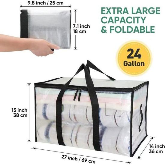 Lot De 4 Sacs De Rangement Sous Vide - 40x60 Cm - Pompe Manuelle Incluse - Pour Vêtements, Couettes, Voyage - Gain De Place Optimal - 12