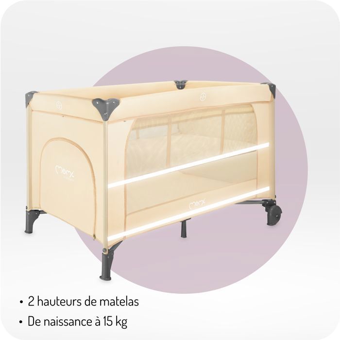 Lit De Voyage Pliable Belove 2 En 1 – 2 Niveaux De Couchage – Jusqu’à 15 Kg – Avec Matelas, Table à Langer Et Sac – Idéal Voyages