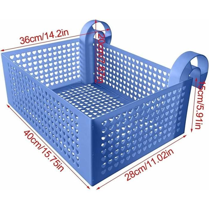 Panier De Rangement Pour Piscine Hors-sol - Avec Porte-gobelets Et Crochets, Accroche Sur Le Bord, Bleu/gris