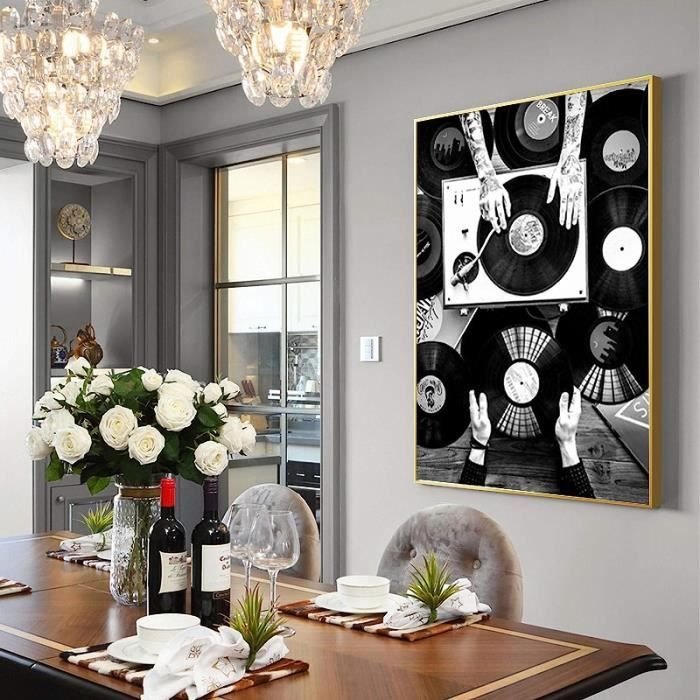 Disques Vinyle Art Mural Peinture sur Toile Noir et Blanc Affiches de  Musique Vintage et Impressions Photos murales 50x70cm sans Cad - Cdiscount  Maison