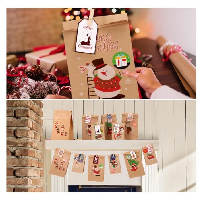 Calendrier de l'avent à Remplir Soi Meme Calendrier de l'avent 24 Boîtes  Sacs de Papier Kraft pour Cadeau Noël Homme Femme Fille Enf - Cdiscount  Maison