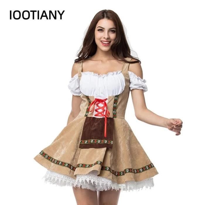 Beige XL Costume Traditionnel Oktoberfest pour Homme et Femme Tenue de Biere Allemande et Bavaroise Cos Cdiscount Jeux Jouets