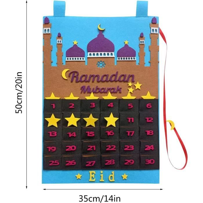 AhfuLife Calendrier de l'Avent du Ramadan pour enfants, calendrier de  compte à rebours du Ramadan avec 40 étoiles autocollantes : :  Cuisine et maison