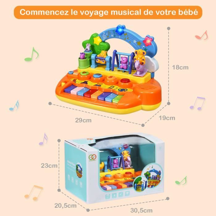 Jouet Musical Bébé avec Lumière et Animeaux Multicolore Instrument