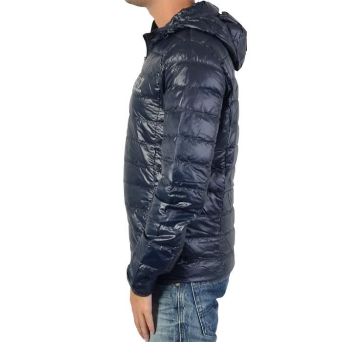 Doudoune Homme EA7 Emporio Armani Bleu Fermeture a zip Col montant Coupe droite