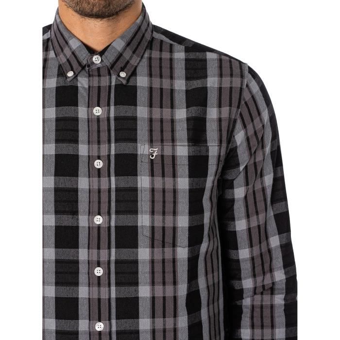 Chemise Carreaux Crawford Farah Homme Noir Noir
