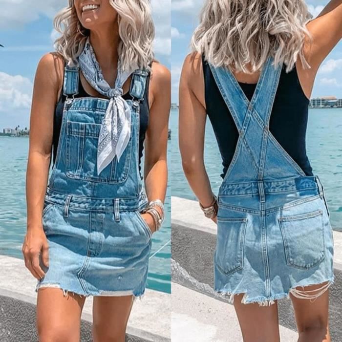 Robe en jean a bretelle on sale