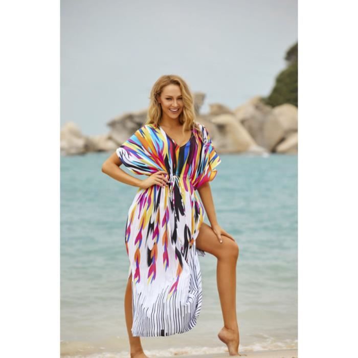 Robe,Grande taille caftan plage tunique femmes été maillots de bain maillot  de bain couvrir dames bohème plage Robe Robe - Type 683 Blanc - Cdiscount  Prêt-à-Porter