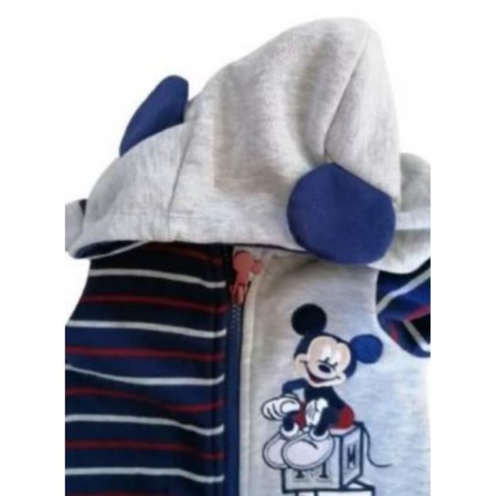 Combinaison Pyjama A Capuche Bébé Garcon Disney Mickey Bleu