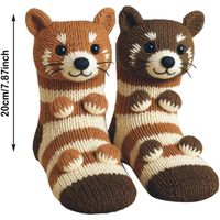Chaussettes 3D Animaux - Tigre Et Chat - Coton Doux Antidérapant - Pour Femmes Et Filles - Cadeau Mignon Noël