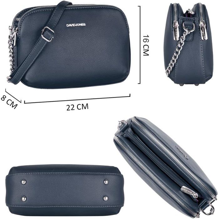 Sac Bandoulière Femme Bleu Azur - Simili Cuir - 3 Compartiments Zippés - Neuf Sans étiquette