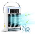 Climatiseur portable - PZCC - Mini refroidisseur d'air - Lumière d'ambiance bleue - Trois vitesses