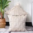 2 pcs doux peluche laine courte velours décoratif housses de coussin style pour canapé chambre beige 60 x 60 cm-0