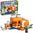 LEGO® 21178 Minecraft Le Refuge du Renard, Jouet de Construction Maison, Enfants dès 8 ans, Set avec Figurines Zombie, Animaux-0