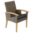 TECTAKE Chaise en rotin ROSARNO avec accoudoirs et pieds en bois Tressage à l’aspect naturel - Marron Naturel-0
