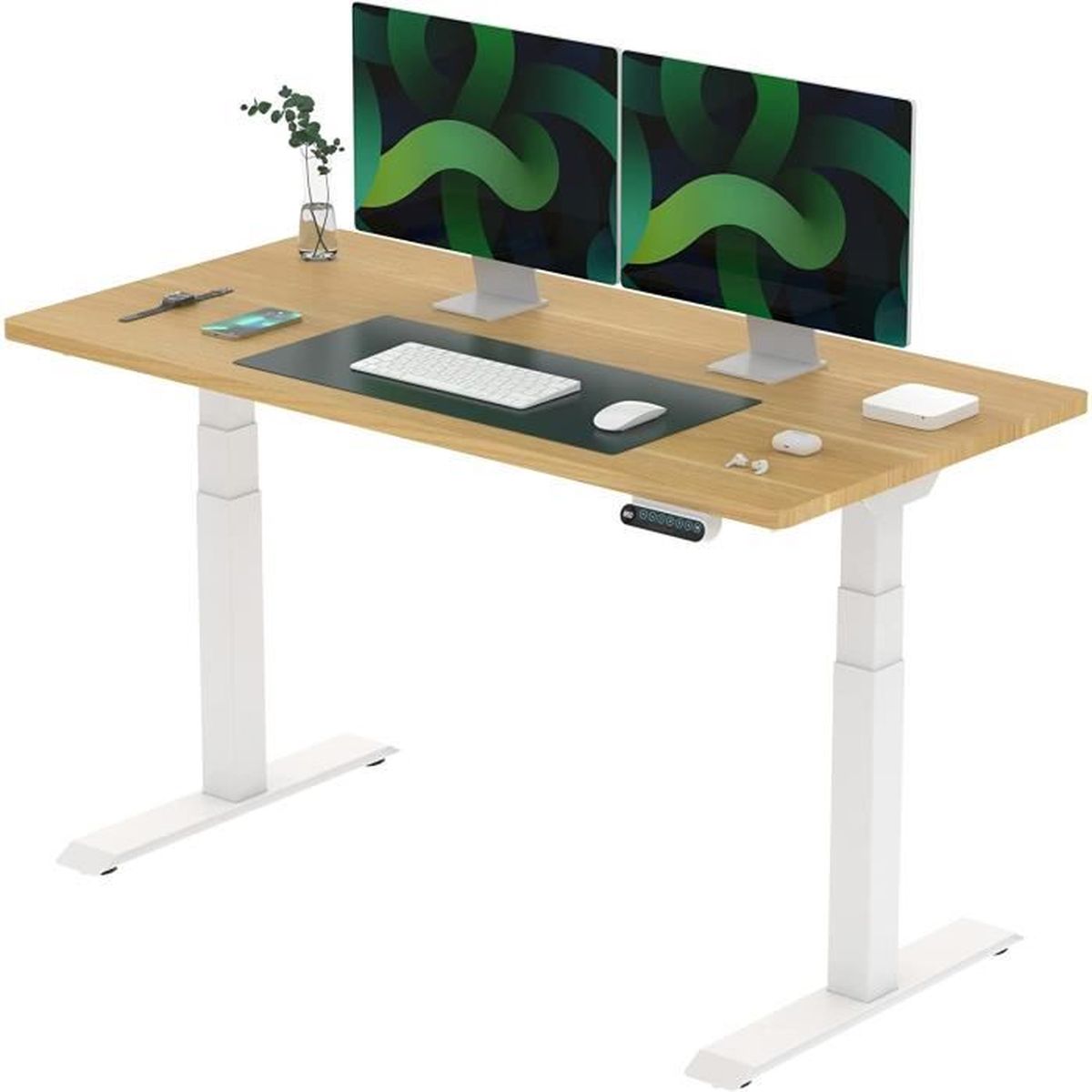 Bureau Assis-debout électrique FLEXISPOT - Blanc 120x60cm Avec étagère Et Roulettes