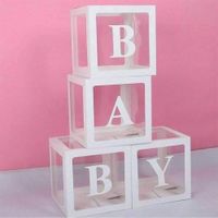 4Pcs/Set BABY Balloons Box Boîtes Cube Transparentes Anniversaire Baby Shower Party