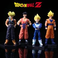 Figurine Dragon Ball Z - Pack de 4 Super Sayans - Vegeta, Sangoku, Yamcha, Trunks - 15cm avec socles