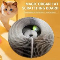Magic Organ Cat Scratching Board, Griffoir pour Chat Pliable avec Bell Ball, Planche à Gratter à Griffe de Meulage- 24 * 24 * 10cm