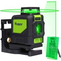 Huepar Niveau Laser Faisceau Vert Croisé Laser Auto-nivelant Couverture 360 Degrés Ligne Horizontale et Verticale avec Mode Pulse