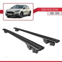 Compatible avec Ford Focus Active 2018-2023 HOOK Barres de Toit Railing Porte-Bagages de voiture Avec verrouillable Alu NOIR