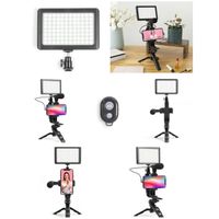 Kit vidéo Vlogging Photo Selfie RING Kit Lumineux sur pieds + MICRO Lampe 96 LED - 3 Modes d'éclairage tél Bluetooth STUDIO PHOTO
