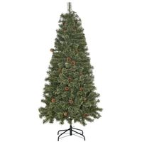 HOMCOM Sapin arbre de Noël artificiel 450 branches 28 pommes de pin+ support pied hauteur 180 cm vert