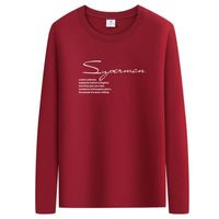 Tee Shirt Homme Imprime Manches Longues En Coton Casual T-Shirt Col Rond Tissu Confortable - Rouge
