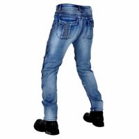 Pantalons de moto pour hommes Racing jeans avec 5 protections antichute pantalons de moto - Bleu HBSTOER