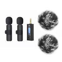 Microphone Lavalier sans fil,condensateur omnidirectionnel,micro statique à revers,adapté pour appareil photo- k35 with 2 ball
