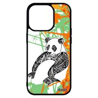 Coque rigide iPhone 14 pro max silicone panda coloré antichoc feuilles Orange asie animaux telephone fleur metal chine tribal Apple