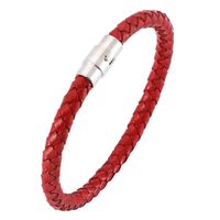 Zense - Bracelet rouge en cuir tressé pour homme ZB0258