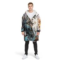 Manteau Parka à Capuche Imprimé Loup 3D - Chaud, Imitation Cachemire - Cadeau Noël - Taille S à 5XL