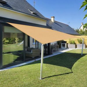 VOILE D'OMBRAGE 2x4m Sable Voile d‘ombrage Rectangulaire, Toile Im