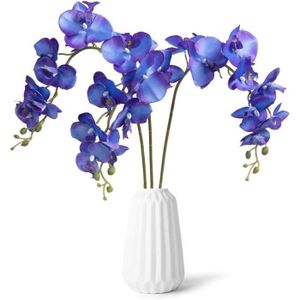 FLEUR ARTIFICIELLE Orchidées artificielles - Lot de 3 tiges d'orchidée - Pour bricolage de mariage, centre de table, salon, cuisine, fête, A185