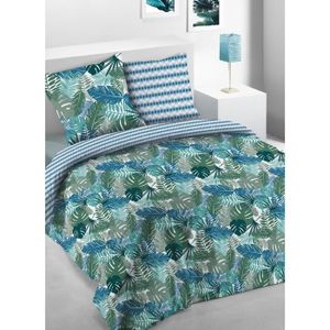 J/&K Markets Housse de Couette Milos 220x240cm 100/% Coton Edition Limitee 2 Personnes Gamme Cyclades Blanc//Bleu