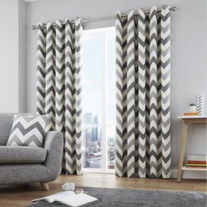 Double rideau gris motif - Achat / Vente pas cher