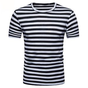 T-SHIRT T Shirt Homme coton T-shirt rayé T-shirt slim fit 