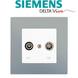 PRISE Siemens - Prise TV /FM Blanc Delta Viva + Plaque Silver