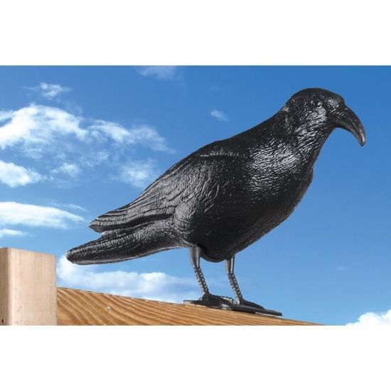 Effaroucheur à pigeons - Design de corbeau - Noir - Plastique - 200x120x480mm