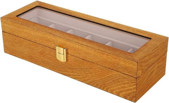 Boîte Présentoir Montre En Bois Avec Verre Transparent - Écrin Cadeau Pour Bijoux - Marron