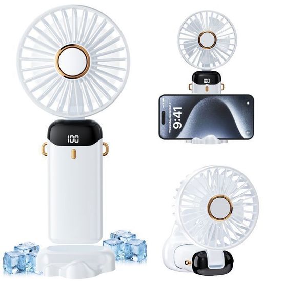 Ventilateur De Table Summer Series - Ultra Silencieux, Puissant Flux D'air Pour Le Bureau Et La Maison Portable Et Pliable Pour Les Voyages 5 Vitesses Batterie Rechargeable 1800 Mah Ecran Lcd 88299304